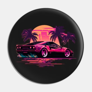 Ferrari Miami Vice synthwave sunset Pin