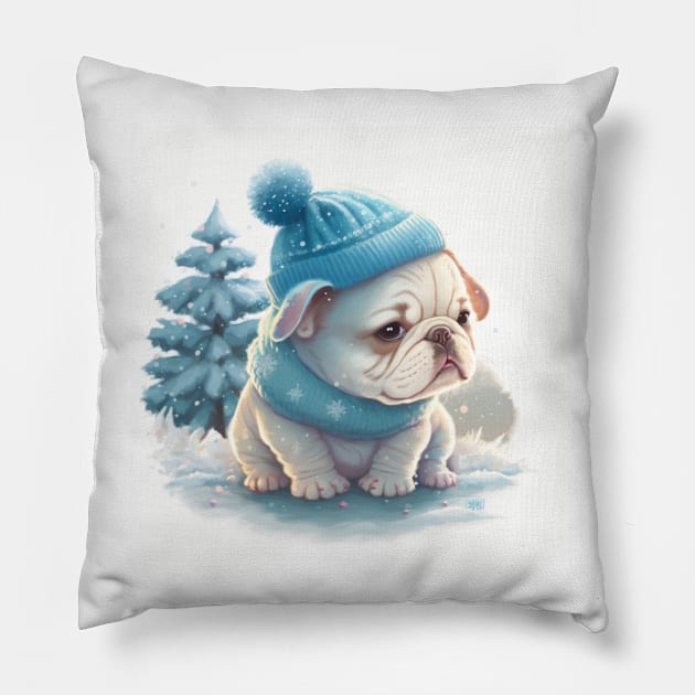 Winter Frenchie baby Pillow by Newtaste-Store