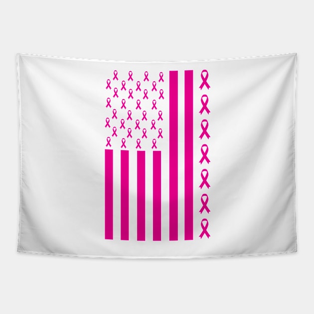 breast cancer awareness American flag Tapestry by first12