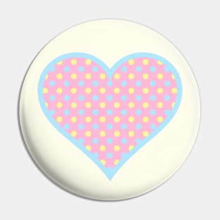 Pink, Yellow and Blue Polka Dot Heart Pin