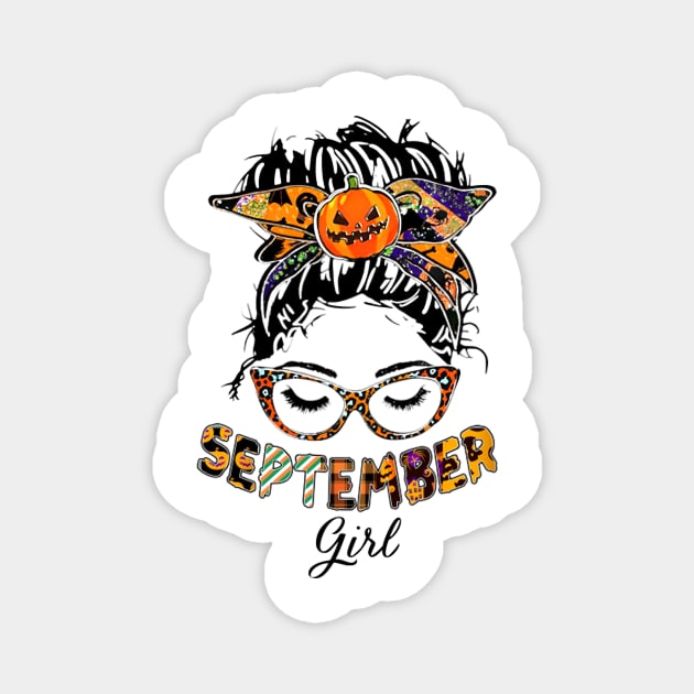 September Girl Halloween Face Wink Eyes Pumpkin Magnet by tasmarashad