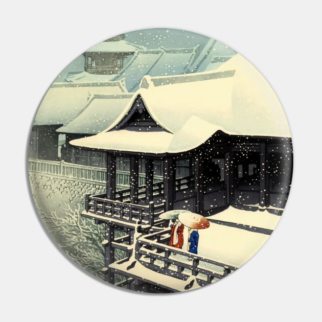 Japanese Spring Snow - Vintage Japanese Art Pin by geekmethat