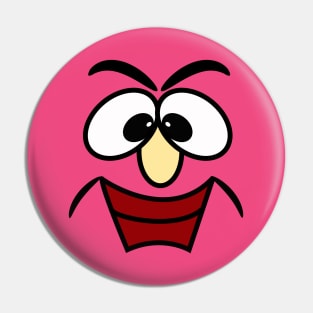 Contented Funny Face Cartoon Emoji With Red Lips Pin