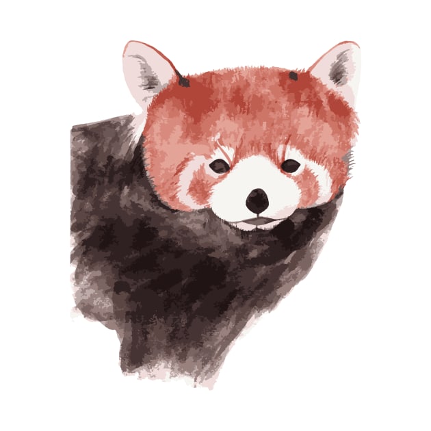 Watercolor Red Panda portrait by White-Peony