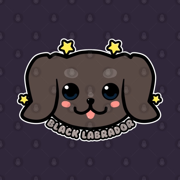 KAWAII Black Labrador Dog Face by TechraNova