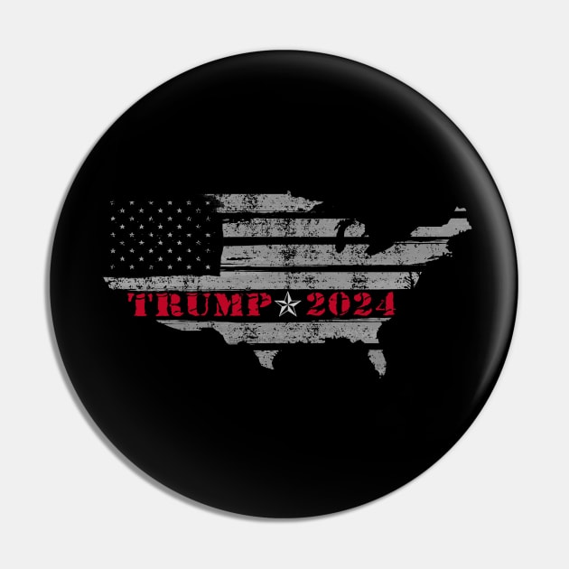 TRUMP 2024 Grunge American Flag Design Pin by Dibble Dabble Designs