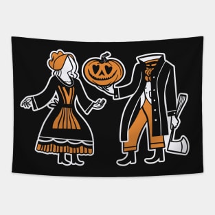 Headless Horseman Finds Love - Orange and White Design Tapestry