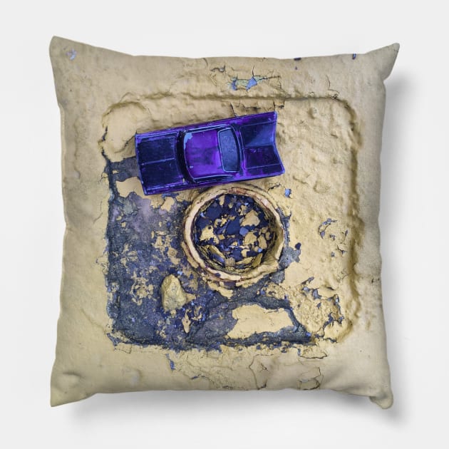 Blue Toy Car on Chipped Paint Pillow by Theokotos