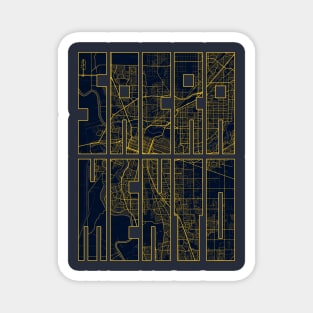 Sacramento, USA City Map Typography - Gold Art Deco Magnet