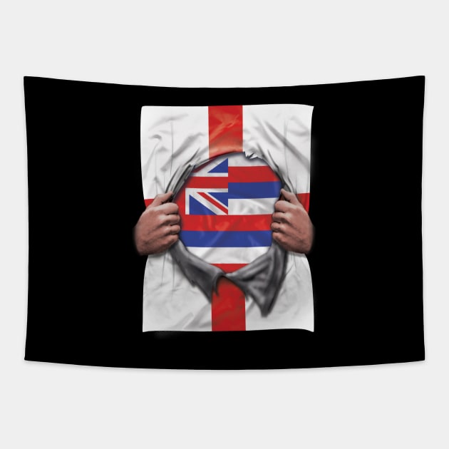 Hawaii Flag English Flag Ripped - Gift for Hawaiian From Hawaii Tapestry by Country Flags