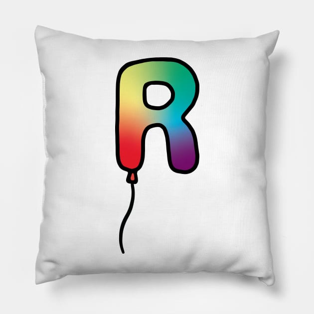 Initial Monogram Balloon Letter R Pillow by murialbezanson