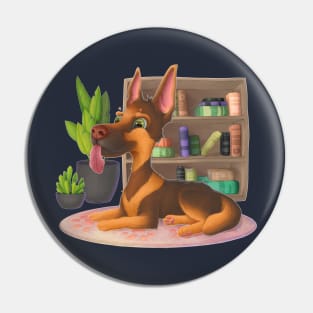 The digital painted dog (Navy version) Pin