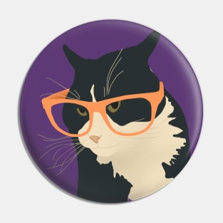 Cat in glasses Pin