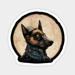 German Sheperd Surreal Steampunk Artwork, Dog Lover Magnet