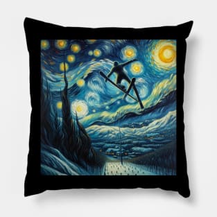 Ski Jumping Starry Night - Winter Sports Pillow