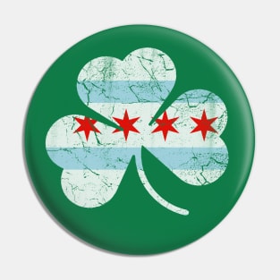 Chicago Flag Irish Shamrock St Patricks Day Pin