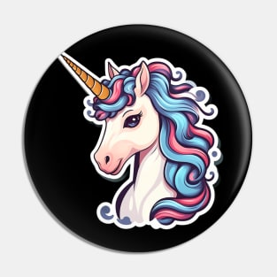 Beautiful Unicorn with rainbow hair Pin