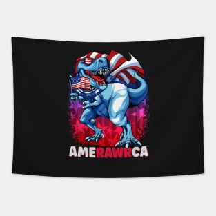 Fourth Of July 4th T-Rex Dinosaur AmeRAWRca Tapestry