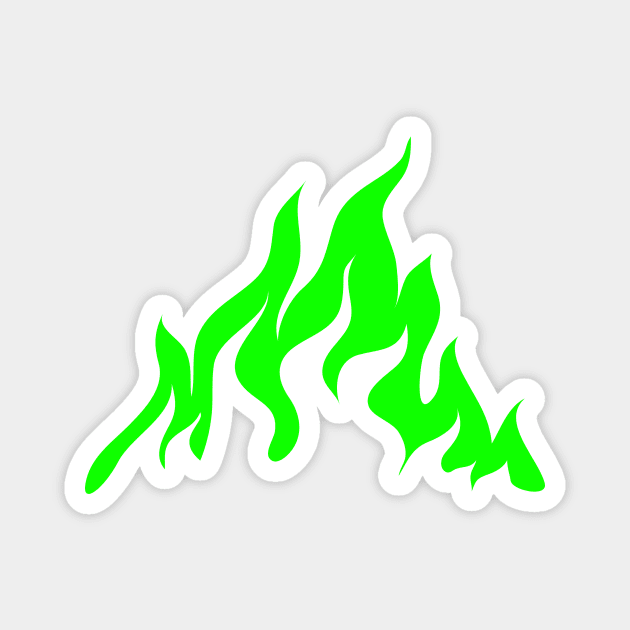 Neon Green Flames Magnet by Trendy Tshirts