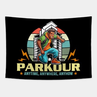 Parkour Anytime Anywhere Freerunning Parkour Lover Tapestry