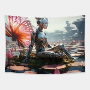 Robot & Water Lilies Tapestry