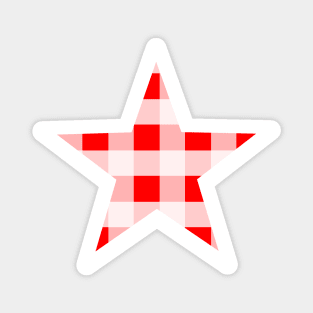 Red and White Buffalo Plaid Star Magnet