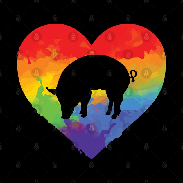 Pig Watercolor Art Rainbow Heart for Pig Lover by jkshirts