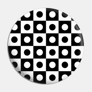 Black and White Polka Dot Patchwork Pattern Pin