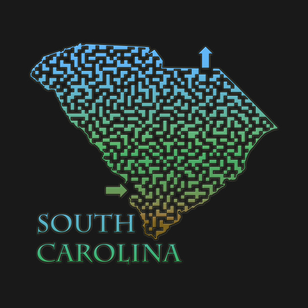 Discover State of South Carolina Colorful Maze - South Carolina - T-Shirt