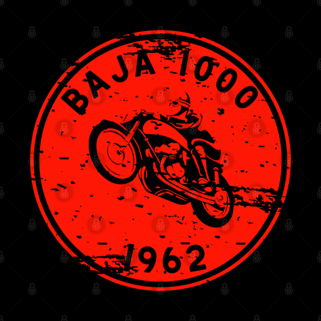 Vintage Motorcycle Baja 1000 1963 by TommySniderArt