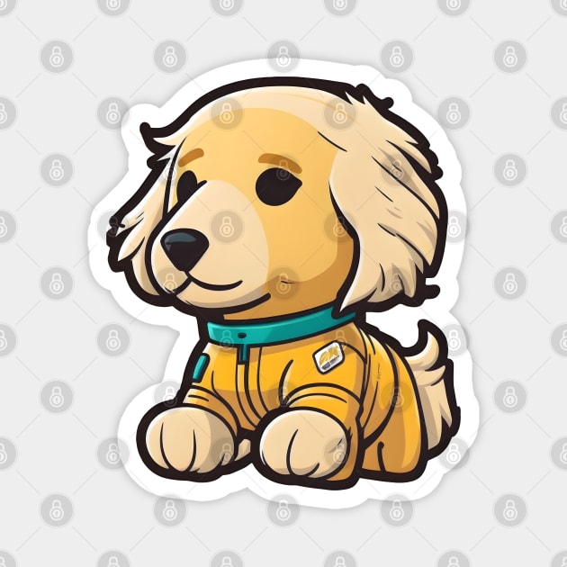 Cute Golden Retriever Astronaut Magnet by Artifyio