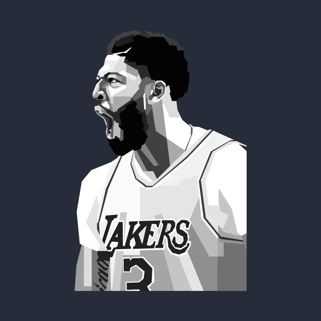 Anthony Davis Lakers Black White Art by Creativedy Stuff
