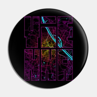 Vienna, Austria City Map Typography - Neon Pin