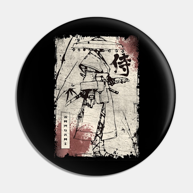 Vintage Samurai Fighter Bushido Code Japanese Manga Pin by RK Design
