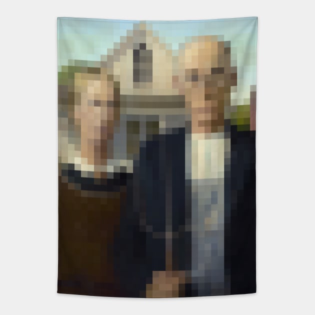 American Gothic - Pixel Art Tapestry by shamila