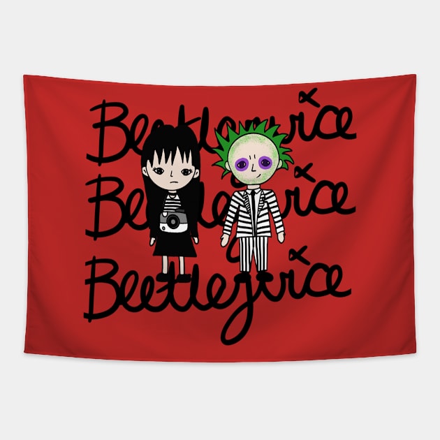 Beetlejuice and Lydia Tapestry by BasicBeach