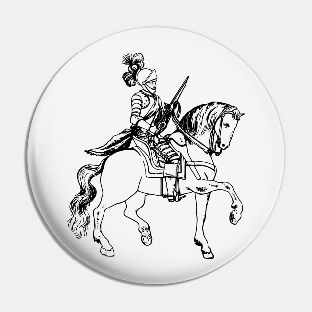 Medieval Knight on Horseback Pin by Vintage Sketches