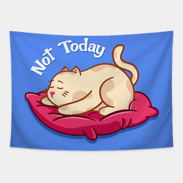 Not Today Cat Tapestry by Illustrasikuu