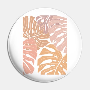 Abstract Patel Pink Colors Monstera Leaves 6 Pin