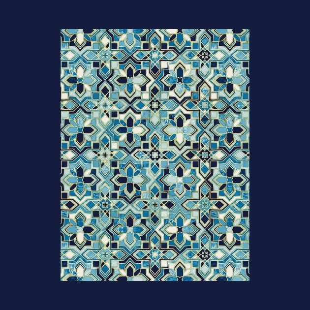 Moody Moroccan Blues Gilded Tile Patchwork by micklyn