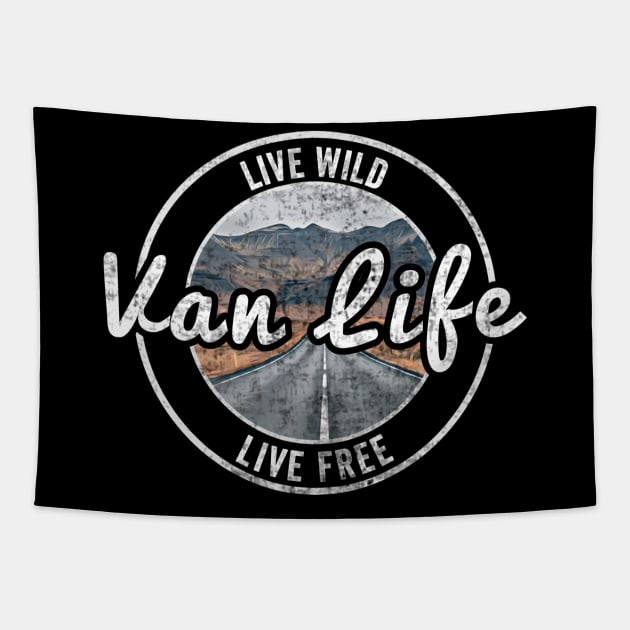 Van Life Retro Vintage Tapestry by Visual Vibes