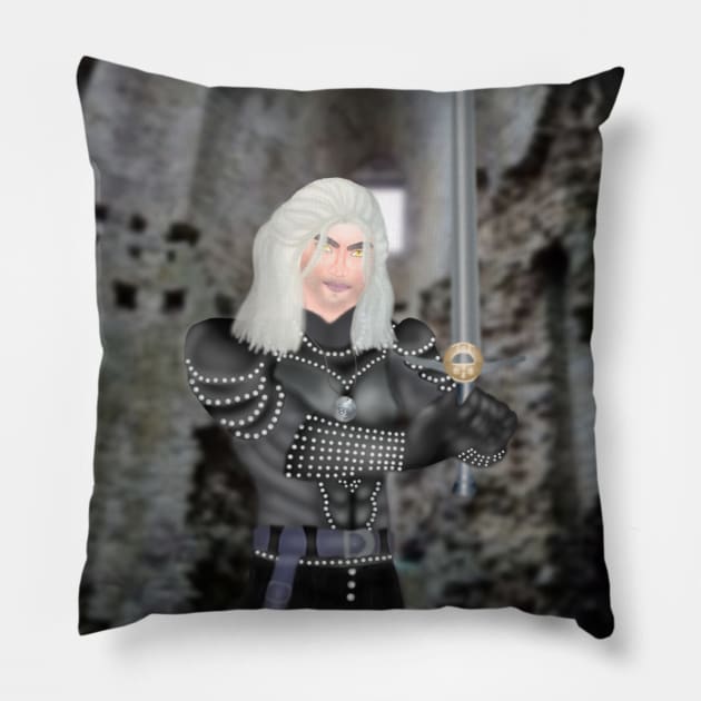 Witcher Geralt of Rivera Pillow by Miss Shorty Arts