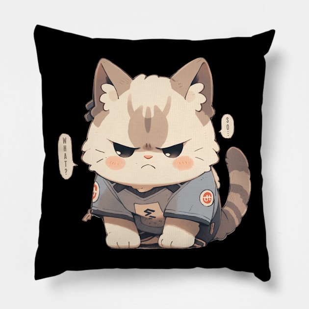 Angry little cat Pillow by geekmethat