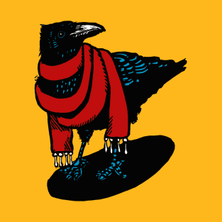 Big Red Scarfed Crow T-Shirt