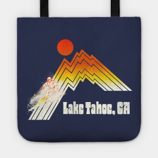 Lake Tahoe California 70s/80s Retro Souvenir Style Skiing Tote