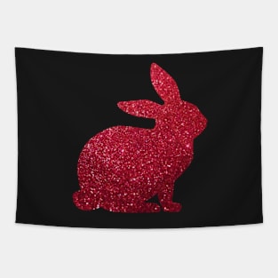 Red Faux Glitter Easter Bunny Tapestry