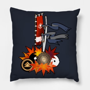 House of Sakai Family Crest, Katana, and Clan Banner - ゴート・オブ・ツシマ - Ghost of Tsushima Pillow