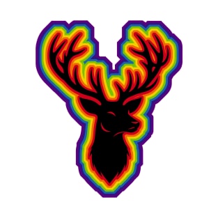 LGBTQ+ rainbow Deer head silhouette T-Shirt