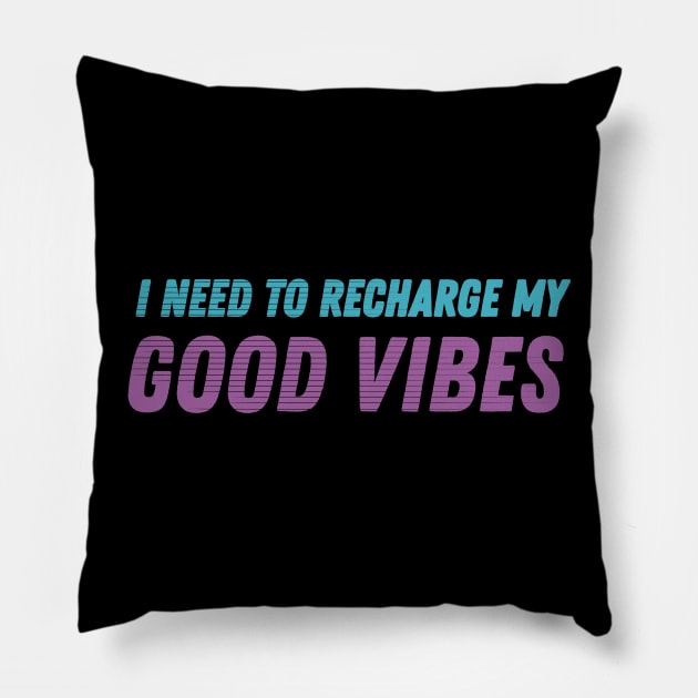 Bold Typography Design Good Vibes Pillow by azziella