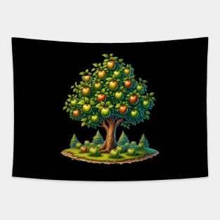 Apples Meadow Forest Colorful Trees Tapestry